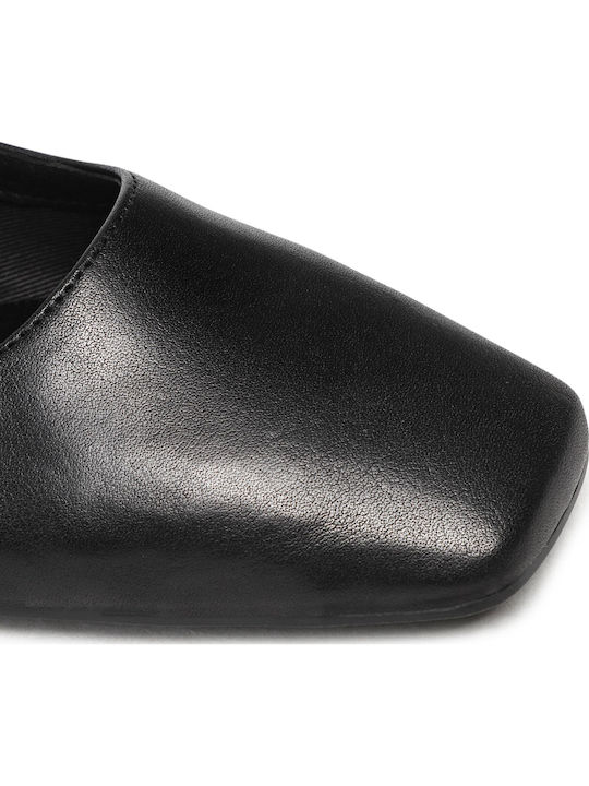Leather Pointy Ballerinas Delia Black