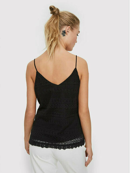 Vero Moda Bluza de Damă de Vară din Bumbac cu Bretele Neagră