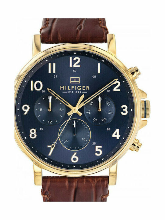Tommy Hilfiger Daniel Men's Watch 44mm Chronograph Battery with Brown Leather Strap