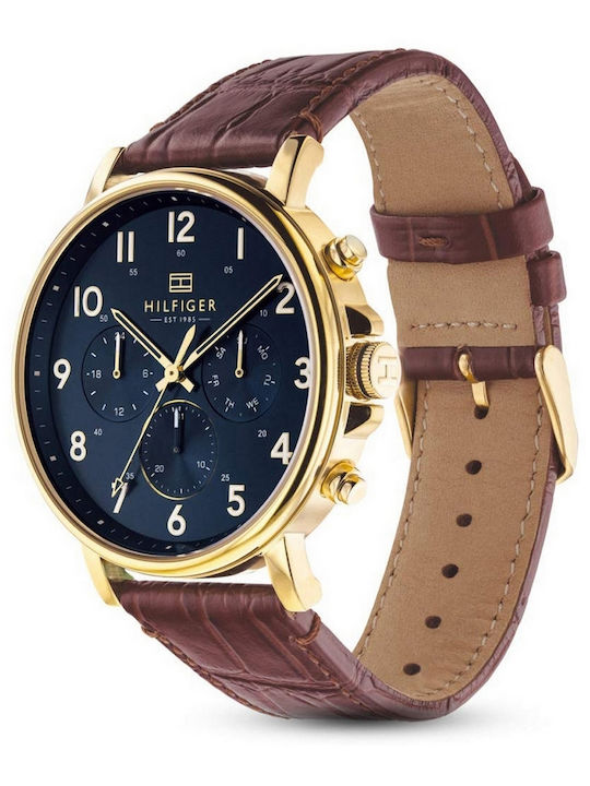 Tommy Hilfiger Daniel Men's Watch 44mm Chronograph Battery with Brown Leather Strap