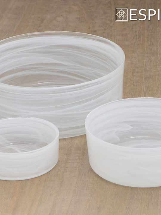 Espiel Alabaster Glass Serving Bowl White with Diameter 15εκ. 6pcs