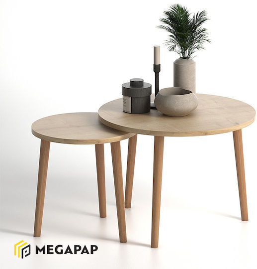 Rund Couchtisch Roma Holz Oak 2Stück B60xT60xH46cm