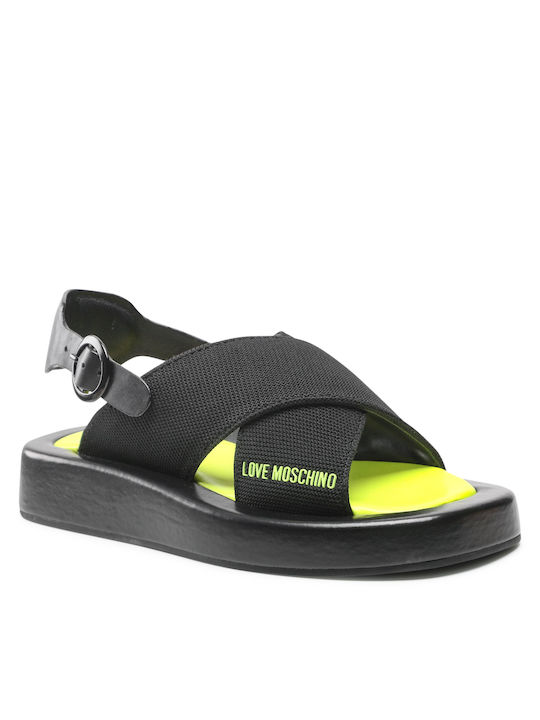 Moschino Women's Flat Sandals Flatforms in Black Color