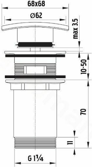 Ferro Quardo G5 Ορειχάλκινη Βαλβίδα Νιπτήρα Ασημί