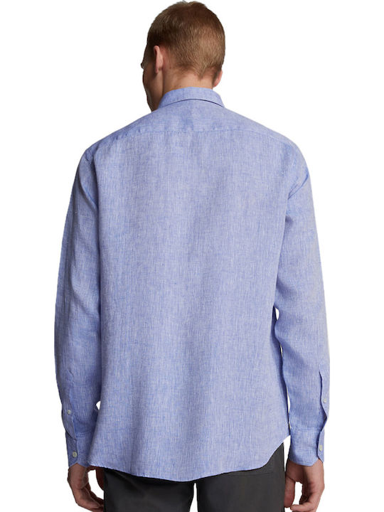 Long-sleeved Linen Shirt Light Blue