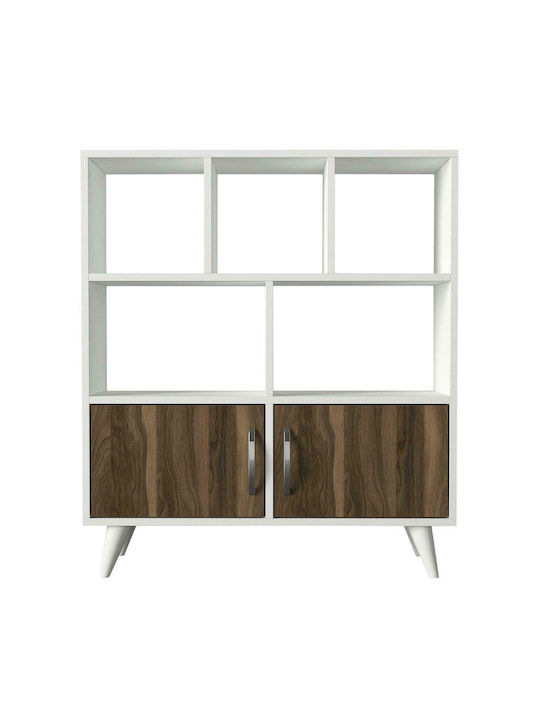 Bookcase Symi White-dark Brown 90x22x105cm