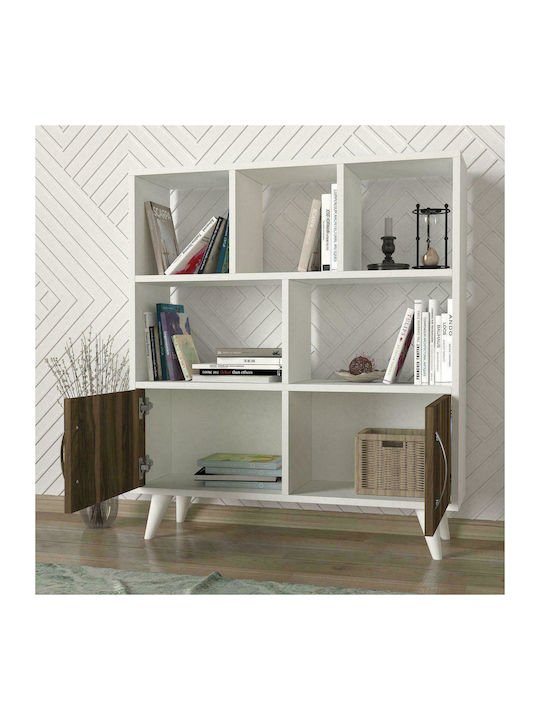 Bookcase Symi White-dark Brown 90x22x105cm