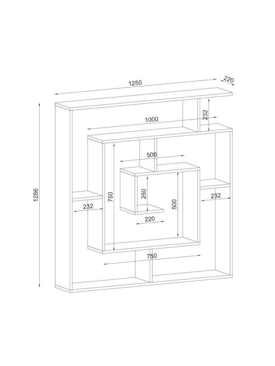 Bibliothek Ithaki Braun 125x22x130cm