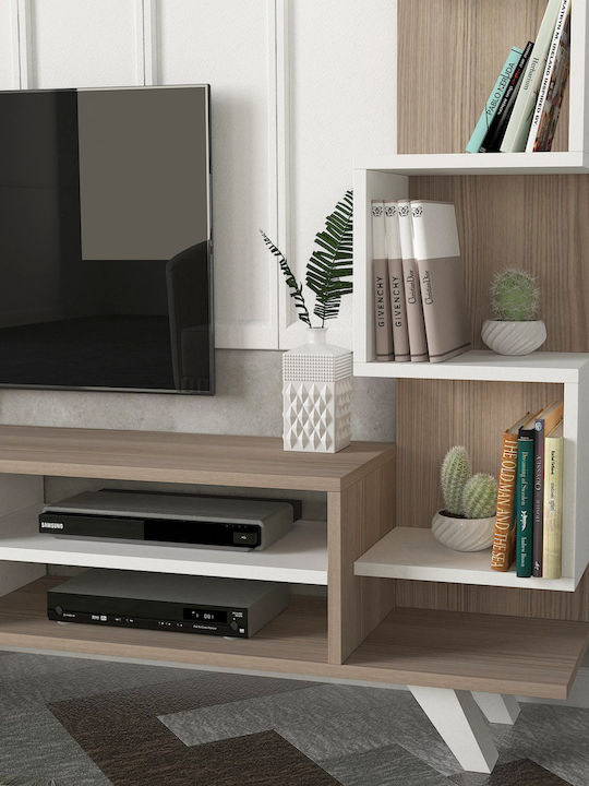 Wohnzimmer TV-Einheit Ceren White / Natural L149.5xB29.5xH131.6cm