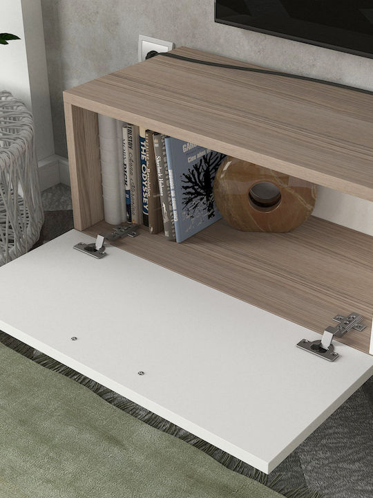Wohnzimmer TV-Einheit Ceren White / Natural L149.5xB29.5xH131.6cm