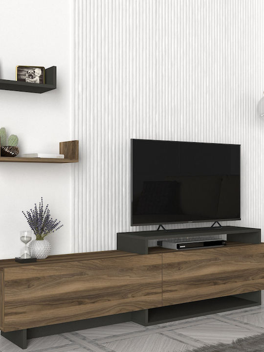 Wohnzimmer TV-Einheit Wendy Walnut / Anthracite L180xB31.4xH48.6cm