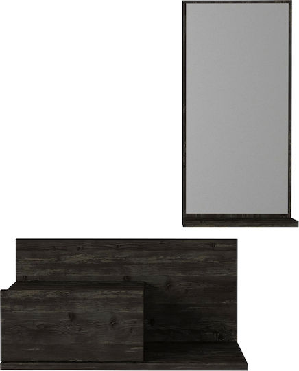 Rodos Eingangsmöbel mit Spiegel Dark Brown 60x30x100cm