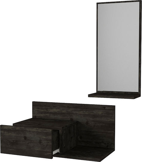 Rodos Eingangsmöbel mit Spiegel Dark Brown 60x30x100cm