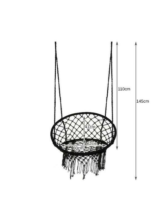 Fabric Swing Black with 120kg Maximum Weight Capacity L50.5xW53xH120cm