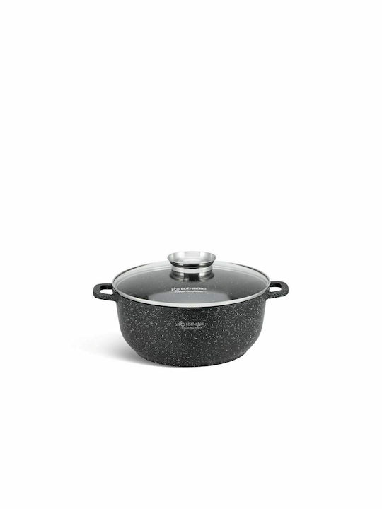 Edenberg Pots Set of Aluminum with Stone Coating Black 6pcs