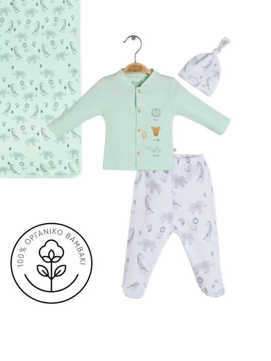 Biorganic Baby Bodysuit Set Long-Sleeved with Pants Turquoise