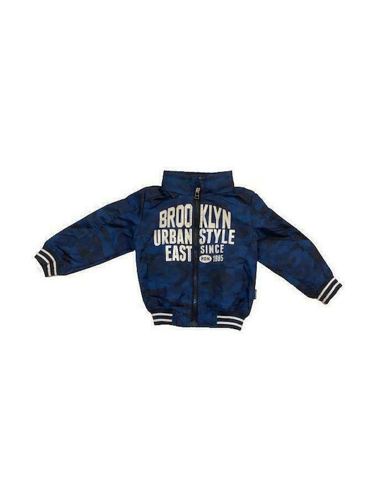 Mandarino Kids Casual Jacket short Hooded Blue