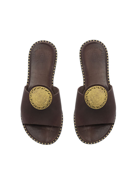 Women's sandals Kouros brown with the Phaistos Disc 10/22