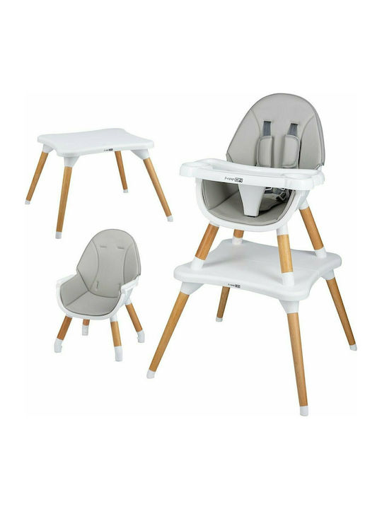 FreeOn Eos Baby Highchair 3 in 1 with Wooden Frame & Plastic Seat Gray