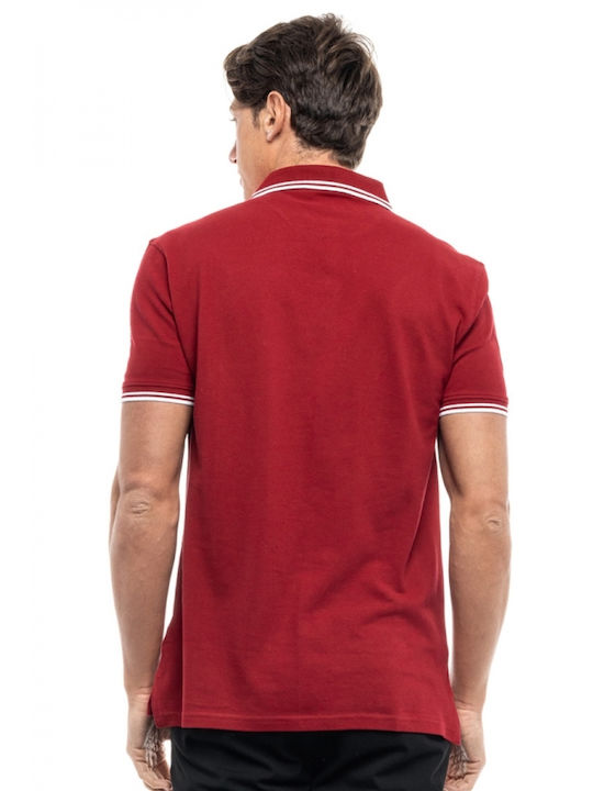 Biston Bluza Bărbătească cu Mânecă Scurtă Polo Burgundy