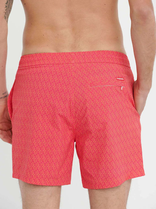 Funky Buddha Herren Badebekleidung Shorts Fuchsie mit Mustern