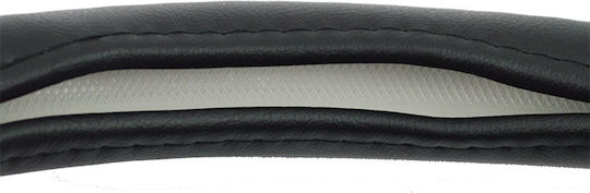Feral Car Steering Wheel Cover with Diameter 38cm made of Leatherette Black with Black Stitching