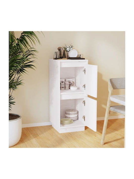 Living Room Display Cabinet Made of Solid Wood White 31.5x34x75cm