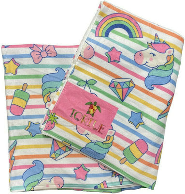 Tortue Kids Beach Towel Pink Unicorns 140x70cm