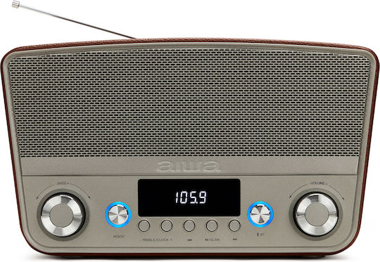 Aiwa BSTU-750BR Επιτραπέζιο Ραδιόφωνο Ρεύματος με Bluetooth και USB Καφέ