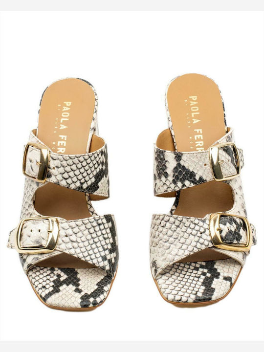 Δερμάτινα Πέδιλα Beige Snake Print