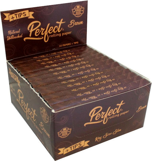Perfect Brown Zigarettenpapier King Size mit Kegelspitzen 33 Blätter 1Stück