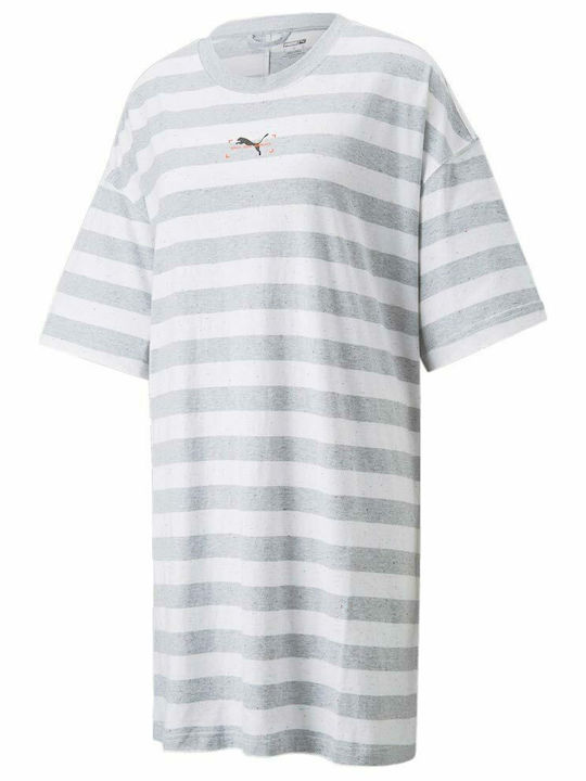 Καλοκαιρινό Mini Αθλητικό Φόρεμα T-shirt Κοντομάνικο Γκρι