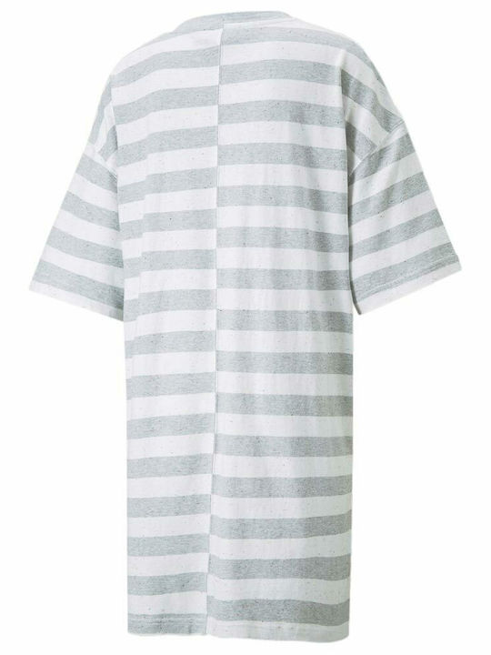 Καλοκαιρινό Mini Αθλητικό Φόρεμα T-shirt Κοντομάνικο Γκρι