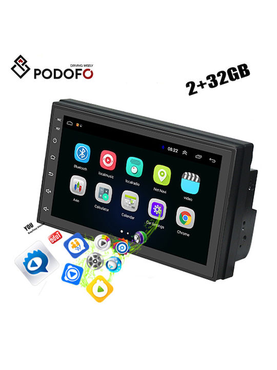 Podofo Car Audio System 2DIN (Bluetooth/USB) with Touch Screen 7"