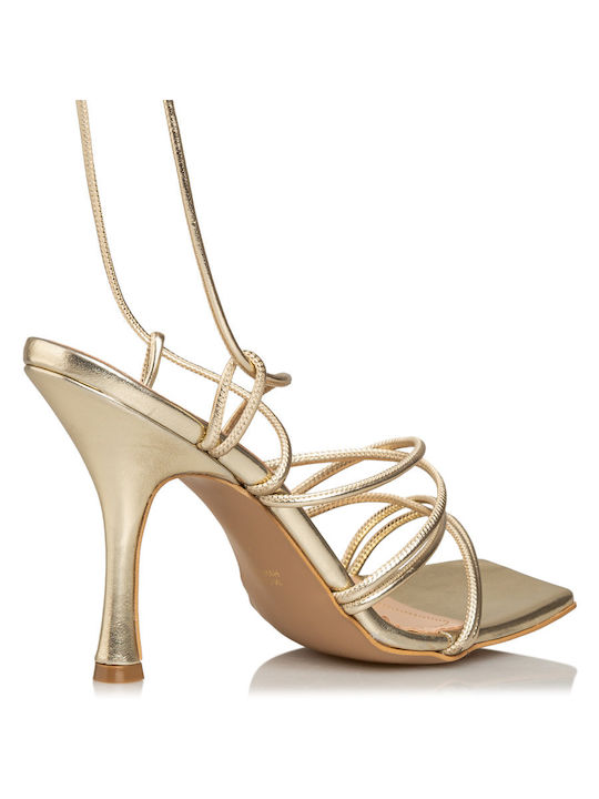 Envie Shoes Women's Sandals with Thin High Heel In Gold Colour