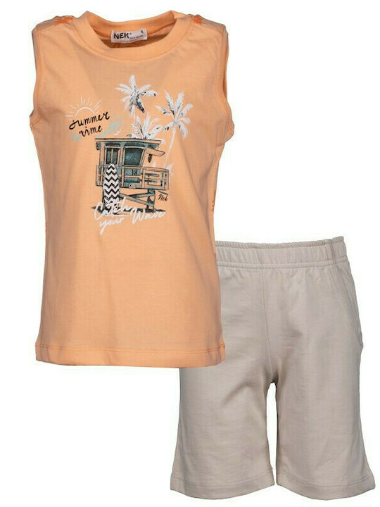 Nek Kids Wear Kids Set with Shorts Summer 2pcs Orange