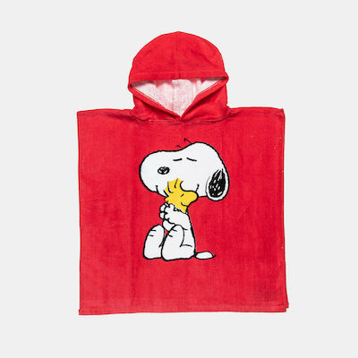 Stamion Snoopy Best Friend Poncho de plajă pentru copii Roșu 100 x 50cm.