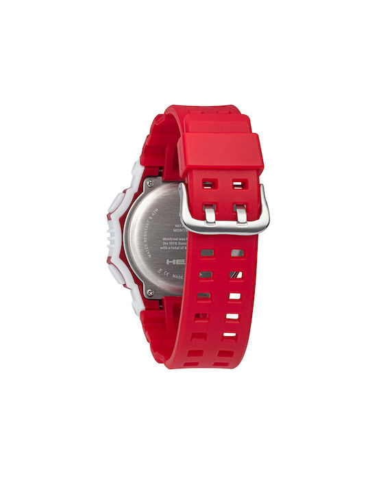 Head Montreal Watch Chronograph Battery with Red Rubber Strap