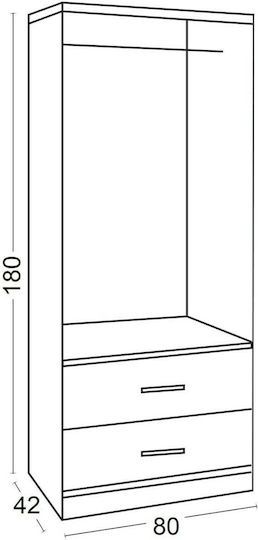 Life Δίφυλλη Ντουλάπα 80x42x180cm
