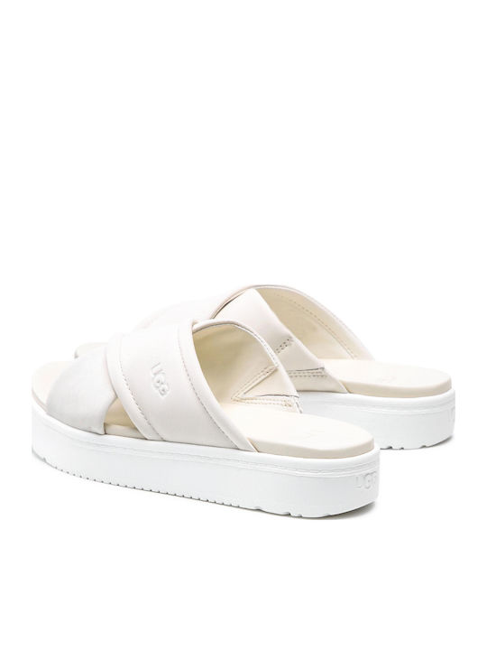 Zayne Leather Women's Flat Sandals in White Color