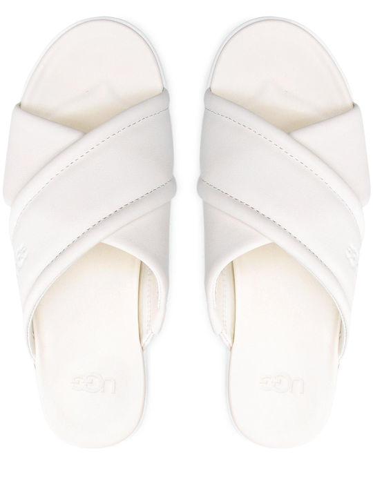 Zayne Leather Women's Flat Sandals in White Color