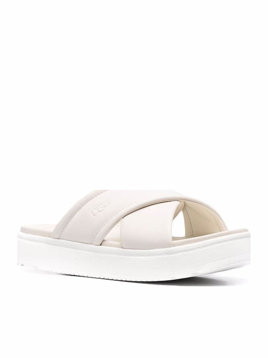 Zayne Leather Women's Flat Sandals in White Color