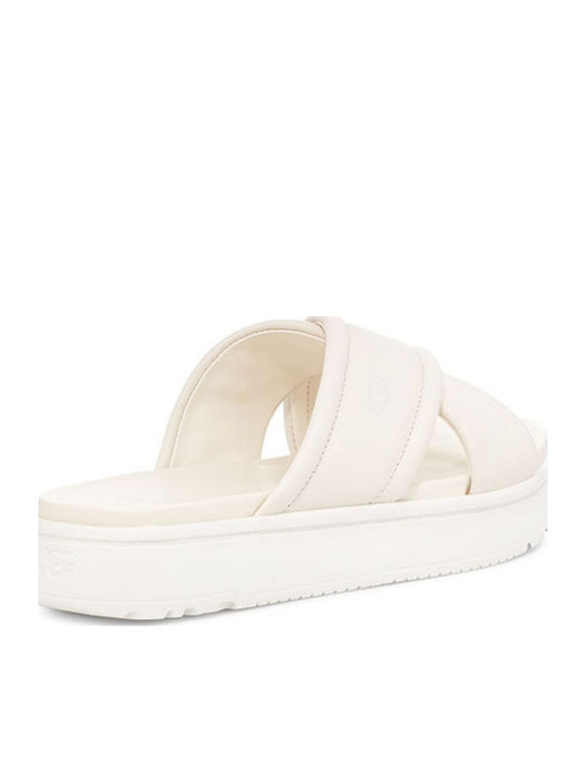 Zayne Leather Women's Flat Sandals in White Color
