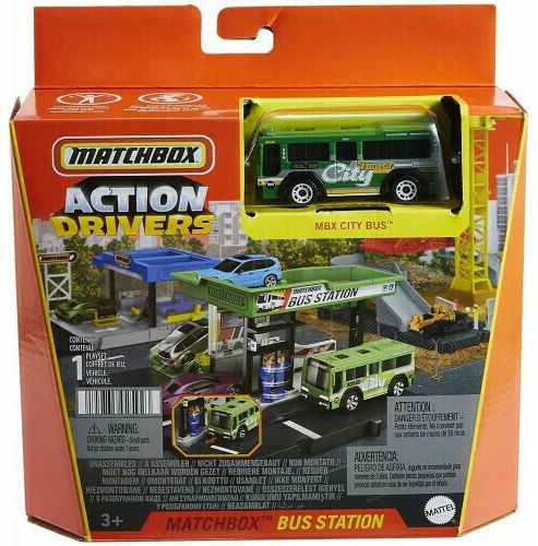 Mattel Matchbox Action Drivers Bus Station Garage for 3+ Years