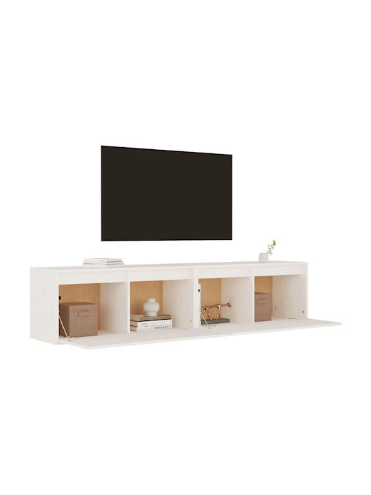 Hanging Living Room Cabinet Made of Solid White Wood 80x30x35cm
