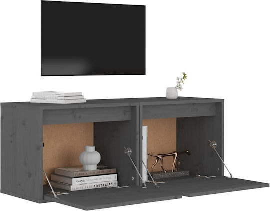 Hängendes Wohnzimmer Nischenschrank aus Massivholz Grau 45x30x35cm