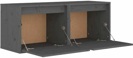 Hängendes Wohnzimmer Nischenschrank aus Massivholz Grau 45x30x35cm