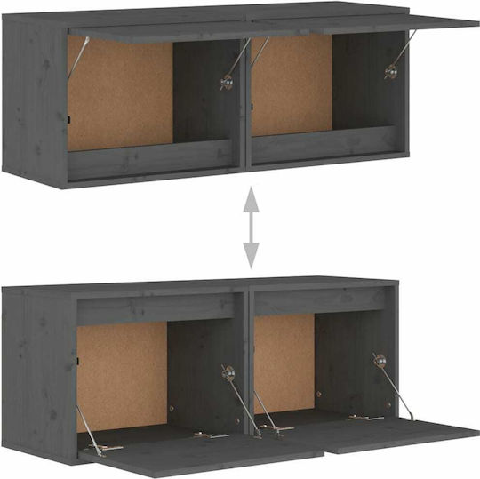 Hängendes Wohnzimmer Nischenschrank aus Massivholz Grau 45x30x35cm