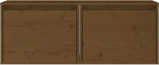 Wall Living Room Cabinet Made of Solid Wood Brown Honey 45x30x35cm