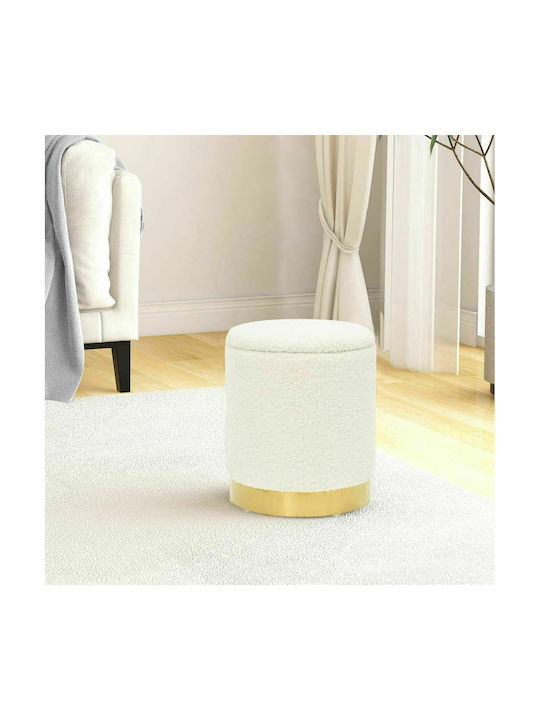 Stool For Living Room With Storage Space Upholstered with Fabric White 31x31x37cm